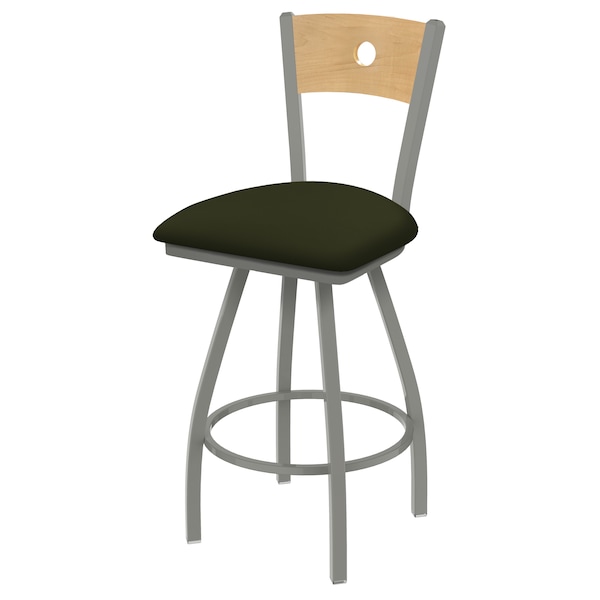30" Swivel Counter Stool, SS Finish, Nat Back, Canter Pine Seat